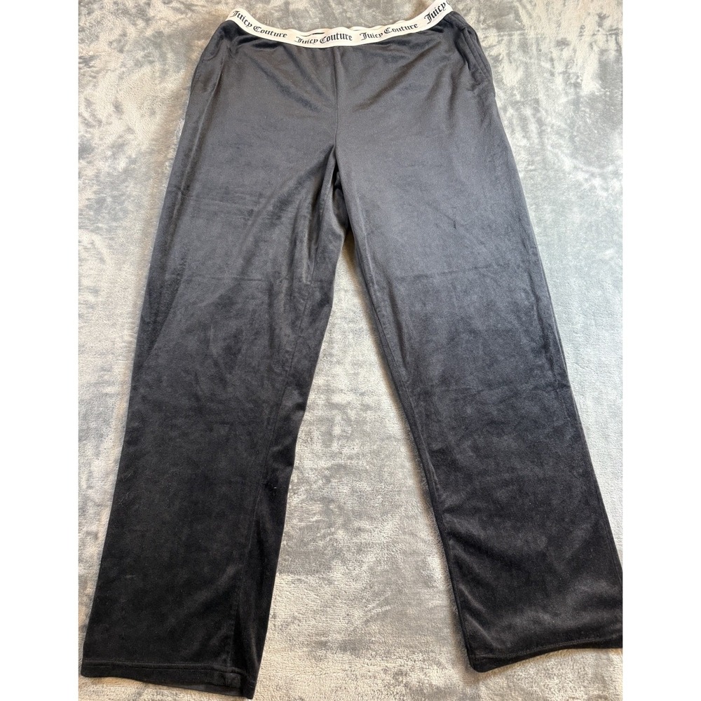 Juicy Couture Track Pants Womens Large Black Velour Crown Y2K Loungepants Sleep